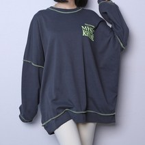 (빅사이즈) 오버핏 뮤직 스티치 맨투맨