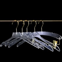 아크릴 옷걸이 투명 옷걸이 바지걸이 어린이 성인 2color, 베이직 아크릴  상의 (플랫) 38 골드