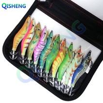 치승 에기선물세트 쭈꾸미 갑오징어 낚시 노이즈 비드 야광 무늬 오징어 에기 10p 세트 보관 케이스, 혼합 색상, 15g