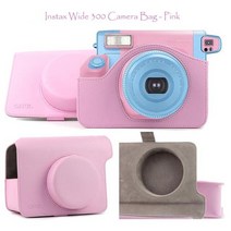 가죽카메라가방 fujifilm instax wide 300 인스턴트 카메라 케이스 pu 가죽 휴대용 가방 핑크 브라운 블랙 투명 프로텍터 앰프 어깨 끈 21, 와이드 300 케이스 핑크