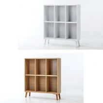 2단 6칸 거실 만화 책장 수납 선반 책꽂이 가로형, 오크