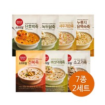 비비고 파우치 죽 (햇반 소프트밀) 7종 세트, 2세트, 420g