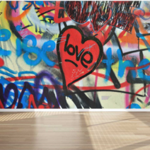 그래피티 사랑하트 페인트벽 뮤럴벽지 아트벽지, 상세페이지 참조