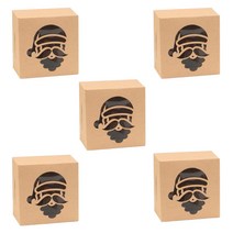 5pcs 4 인치 크래프트 종이 사탕 상자 명확한 창 크리스마스 눈송이 나무 엘크 패턴 베이커리 페이스트리 케이크 용기, 산타는 창문을 엽니 다