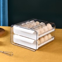 바나나빌딩 슬라이딩 2단 서랍형 에그박스 / 32구 계란 달걀 대용량 보관함 정리함 계란 트레이