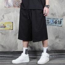 남성 여름 힙합 통큰 와이드 농구 7부 반바지 9H119