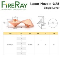 FireRay-직경 28mm 레이저 노즐 싱글 더블 레이어 구경 0.8-5.0 스레드 M11 Precitec WSX 파이버 커팅 헤, 01 Single Layer_07 2.0mm