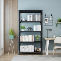 다용도실 창고 철제 선반 조립식 앵글 중량랙, 90x50cm + 블랙5단 [높이180]