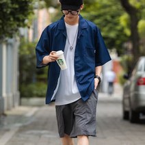 줄무늬반팔셔츠 XZ613D148P382022 여름 단아한 와이드 루즈핏 하라쥬크 유행 자수 4996033342