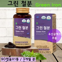 비헴철 고함량 철분제 그린 철분 영양제 임신준비 임산부 여성 여학생 헤모글로빈 식약처인증 철분보충제 국내산 유기농 과일채소 유산균 추출 부모님 선물 추천, 90캡슐, 1병