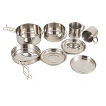 코펠 세트 조리기구 피크닉 등산 야외 냄비 캠핑 여행 주전자 바비큐 접시 그릇 낚시 휴대용 반합 커피, 단일사이즈, 8개 세트