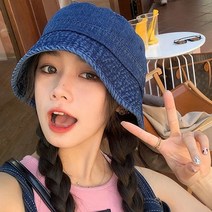 셀러허브 여성패션 데님버킷햇 벙거지 외출용 캠핑용 깔끔 여행용모자
