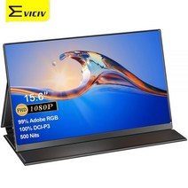 모니터 휴대용 포터블 EVICIV 15.6 1920*1080 풀 HD QLED 디스플레이 500 Nits 100% DCI-P3 99% Adobe RGB USB C For Raspb, 15.6 Inch Monitor_EU 플러그