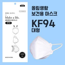 [국내생산] 황사 마스크 KF94 대형(화이트) 5매 /먼지차단/방역용/올림생활