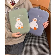궁금한 오리 태블릿 아이패드/갤럭시탭 파우치 노트북 파우치, 그린, 11인치