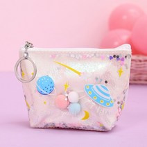 레인보우프렌즈 필통 Kawaii Large Glitter Star Pencil Case Laser Leather Pen Box Big Makeup Bag for Girls Gift, White-Small