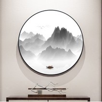minjing 3D전체DIY 큐빅 보석 십자수세트 dx 수묵 원형 풍경 신형 거실 대기 산수화, 1개, 80*80cm