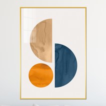 아트블루 북유럽 모던 유니크 인테리어 그림 액자 카페 소품, [6] 북유럽 3단 반달원형 추상화_F