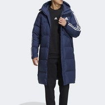 아디다스 공용 롱패딩 삼선 덕다운 벤치코트 패딩점퍼 재킷 돕바 남색
