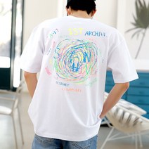 문컬렉션 5부 오버핏반팔티 네온퍼스트 라운드 프린팅