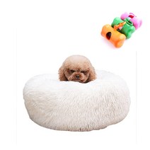 강아지 고양이 도넛방석 - 대형견 도넛 쿠션 + 배변통, 01.미색 + 배변통