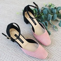 스웨이드 메리제인 펌프스 여성 국내산 미들굽 구두