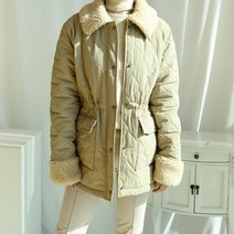 여성 겨울 퀄팅 양털 카라 뽀글이 패딩/여성 하프패딩