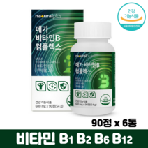 비타민B 복합 영양제 미네랄 항산화 정상적인 면역기능 식약청인정 비타민미네랄, 6통, 90정
