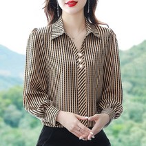쉬폰 블라우스 봄 여성남방 셔츠 면접 카라 리본타이 셔링 브이넥