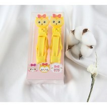쪼야 썬클립 캐릭터 ver.미용실 집게핀 악어핀 헤어클립 헤어핀셋 곰돌이, 부엉이 - 옐로우