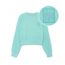 MLB 여성 베이직 스몰로고 크랍핏 맨투맨 NY (L.Turquoise)