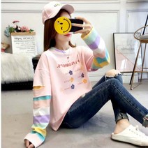 여자 스트릿 데일리 루즈핏 파스텔톤 맨투맨 티셔츠