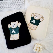 알파벳 곰돌이 캐릭터 아이패드파우치 갤탭파우치 갤럭시탭 태블릿 테블릿 귀여운 파우치, 블랙