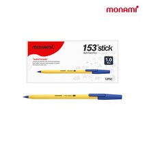 모나미 153 스틱 유성볼펜 1.0mm x 12p, 청색, 6개입