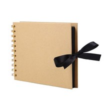 30 페이지 DIY Bowtie 리본 스크랩북 공예 종이 사진 그림 앨범 메모리 북 Kraft Paper Black Cardboard, 01 YELLOW