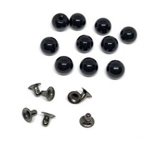 50 Sets 6mm ~ 10mm 플라스틱 모조 진주 리벳 스터드 라운드 DIY 가죽 공예 가방 신발 모자 의류 장식 4 색, 검정색