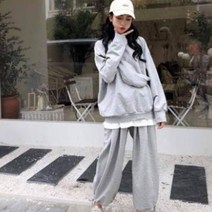 가바바 여성 겨울 트레이닝복세트 무난하게 입기 딱 좋은 힙합 스타일 라운드넥 투피스 긴팔트레이닝복세트 G40806