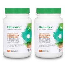 Organika 올가니카 캐나다 보스웰리아 + 커큐민 90 식물성 캡슐 뼈 관절, 2병, 90캡슐