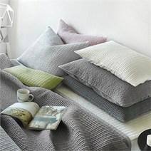 쁘리엘르 마일드 피그먼트 아사 누비 베개커버 50x70, 차콜/퓨어핑크
