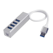 DFMEI 알루미늄 합금 4- 포트 USB3.0 허브 허브 컴퓨터 분리기 마이크로 USB 전원 공급 장치, 은