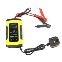 오토바이배터리충전 FOXSUR자동차 배터리 충전기 12V 5A 4Ah100Ah AGM 딥 사이클 납 산성 완전 자동 오토바, 07 UK-Plug (Yellow)