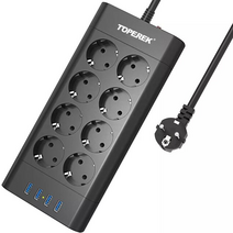 타워멀티탭 타워형멀티탭 여행용멀티어댑터 최신 콘센트 4 usb 포트가있는 8 ac 콘센트 스위치 스마트 충전 전기 멀티 소켓 멀티 레이어 콘센트 플러그 어댑터, 테이블 소켓, 220v, 검은색