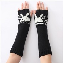 여성 니트 긴 팔 핑거리스 장갑 인쇄 가을 겨울 부드러운 따뜻한 벙어리 장갑 니트 반 손가락 소매 장갑