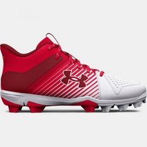 맨즈 언더아머 언더아머 Leadoff 미드 RM 베이스볼 야구 Cleats - Red/화이트흰 3025590-600