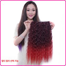 가발 옥수수펌 오카헤어 롱 웨이브 원포인트 헤어커트 그라데이션 가발 여성용 헤어커팅, 진한 파란색 하늘색, 하나