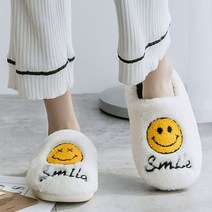 실내용 여성 털 슬리퍼 뽀글이 블랙 엘로우 화이트 스마일