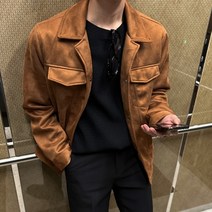 [95~105] 가우딘 스웨이드 트러커 자켓 블랙 카멜