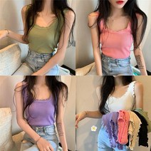 여자 골지나시티 휴양지 트윈룩 골지 민소매