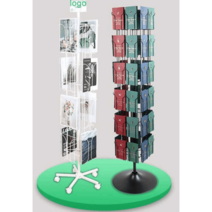엽서 진열대 매장 상품 잡지 꽂이 리플렛 거치대 회전, A5 화이트-10 레이어 + 로고 탑 링