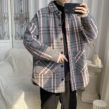 남자 반코트 가을 빅사이즈 아우터 빨간 체크 코트 간절기 아우터 코트 커플 자켓 더플 키작은 하객룩